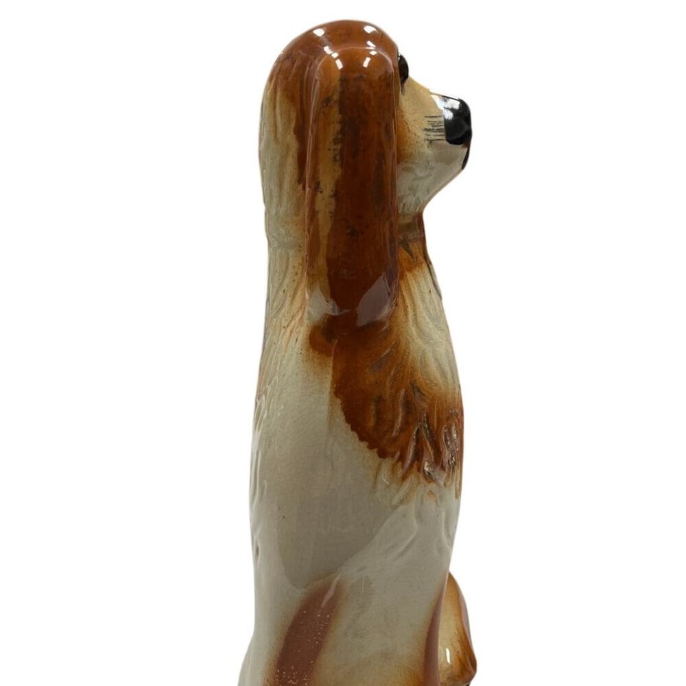 Vintage Brown Porcelain Spaniel Dog Statue 11” Figurine Staffordshire Style - Picture 4 of 12